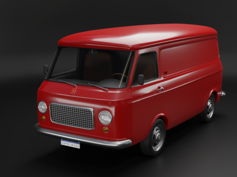 Realistic Vintage Cargo Van High-Detail Game-Ready Render Asset 3D Model
