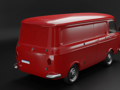 Realistic Vintage Cargo Van High-Detail Game-Ready Render Asset 3D Model