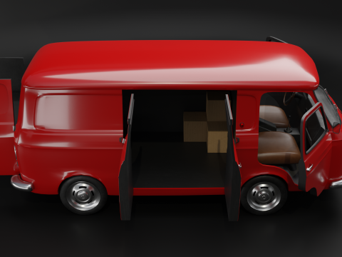Realistic Vintage Cargo Van High-Detail Game-Ready Render Asset 3D Model