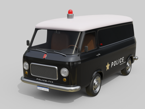 Realistic Vintage Police Van High-Detail Game-Ready Render Asset Modelo 3D