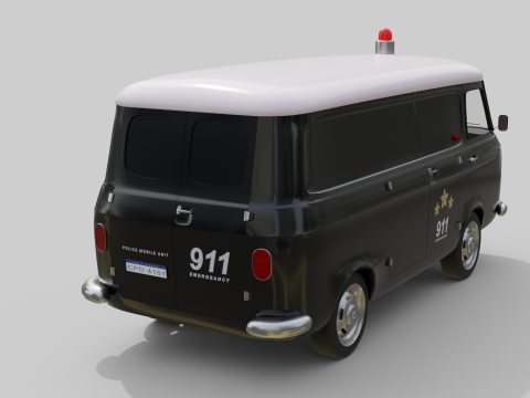 Realistic Vintage Police Van High-Detail Game-Ready Render Asset Modelo 3D