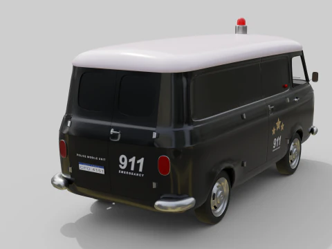 Realistic Vintage Police Van High-Detail Game-Ready Render Asset 3D Model