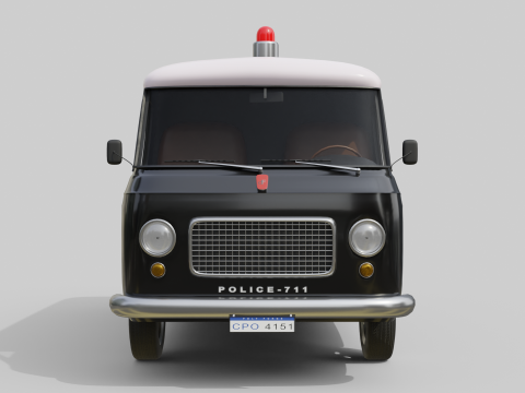 Realistic Vintage Police Van High-Detail Game-Ready Render Asset Modelo 3D
