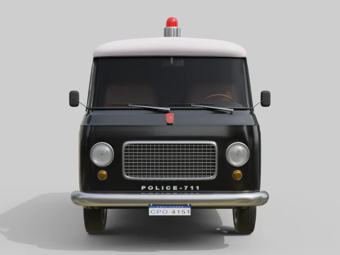 Realistic Vintage Police Van High-Detail Game-Ready Render Asset 3D Model