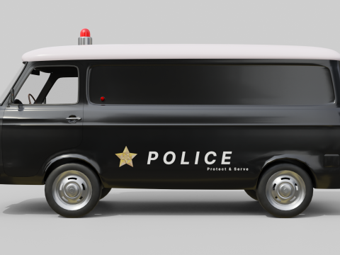 Realistic Vintage Police Van High-Detail Game-Ready Render Asset Modelo 3D