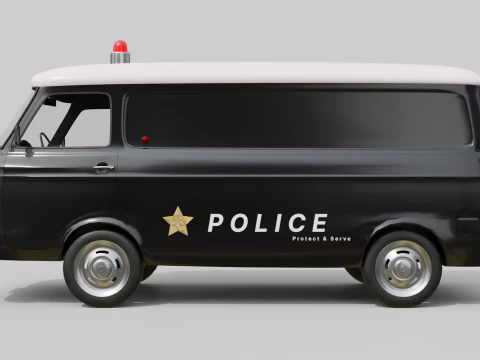 Realistic Vintage Police Van High-Detail Game-Ready Render Asset 3D Model