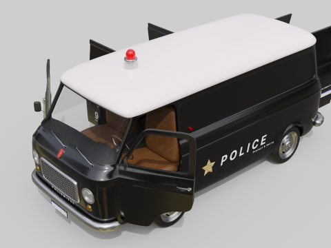 Realistic Vintage Police Van High-Detail Game-Ready Render Asset Modelo 3D