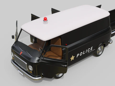 Realistic Vintage Police Van High-Detail Game-Ready Render Asset 3D Model