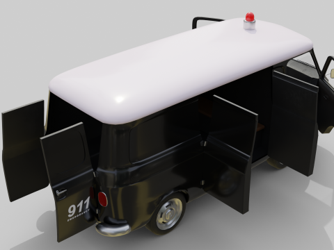 Realistic Vintage Police Van High-Detail Game-Ready Render Asset Modelo 3D