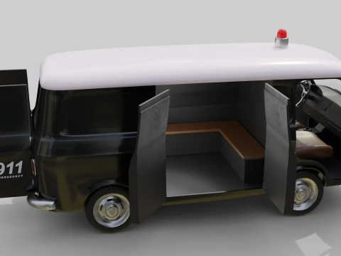 Realistic Vintage Police Van High-Detail Game-Ready Render Asset 3D Model