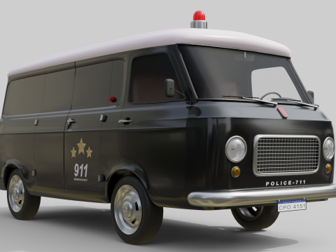 Realistic Vintage Police Van High-Detail Game-Ready Render Asset Modelo 3D