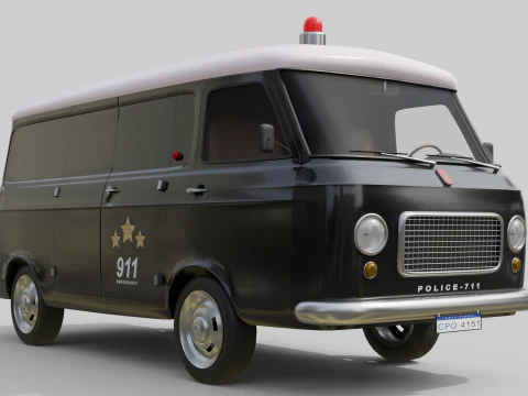 Realistic Vintage Police Van High-Detail Game-Ready Render Asset 3D Model