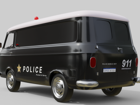 Realistic Vintage Police Van High-Detail Game-Ready Render Asset Modelo 3D