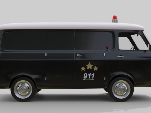 Realistic Vintage Police Van High-Detail Game-Ready Render Asset Modelo 3D