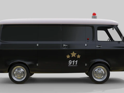 Realistic Vintage Police Van High-Detail Game-Ready Render Asset 3D Model