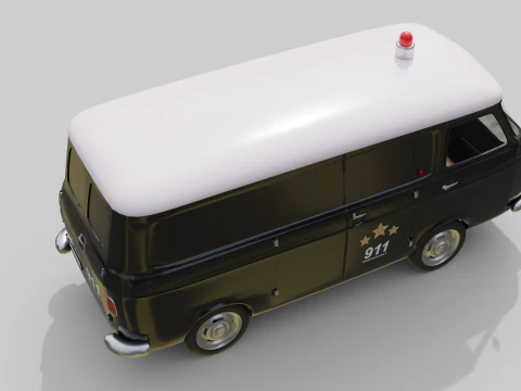 Realistic Vintage Police Van High-Detail Game-Ready Render Asset 3D Model