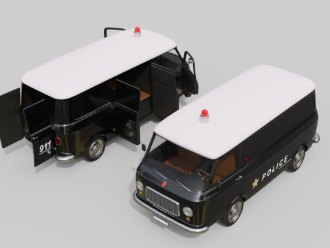 Realistic Vintage Police Van High-Detail Game-Ready Render Asset Modelo 3D