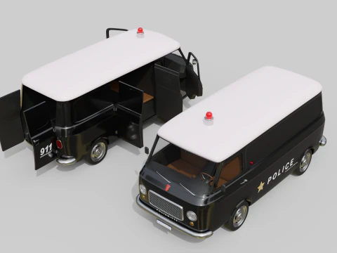 Realistic Vintage Police Van High-Detail Game-Ready Render Asset 3D Model