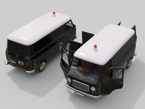 Realistic Vintage Police Van High-Detail Game-Ready Render Asset Modelo 3D