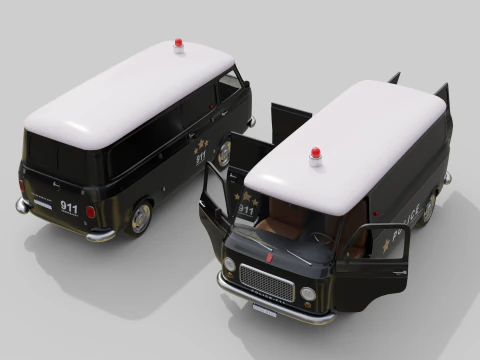 Realistic Vintage Police Van High-Detail Game-Ready Render Asset 3D Model