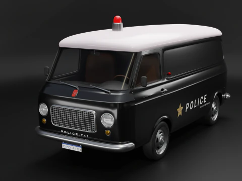 Realistic Vintage Police Van High-Detail Game-Ready Render Asset 3D Model