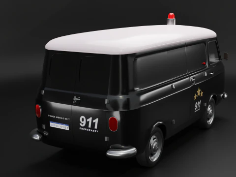 Realistic Vintage Police Van High-Detail Game-Ready Render Asset 3D Model