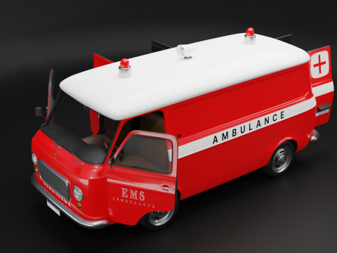 Realistic Vintage Ambulance Van High-Detail Game-Ready Asset 3D Модель