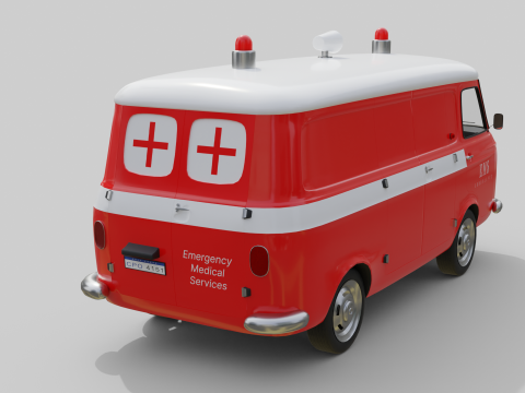 Realistic Vintage Ambulance Van High-Detail Game-Ready Asset 3D Модель