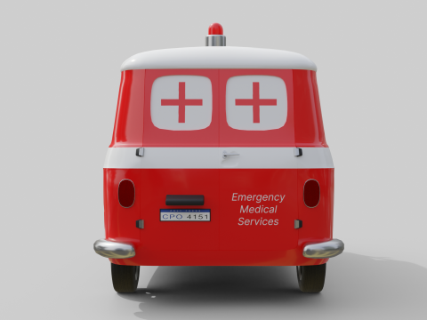 Realistic Vintage Ambulance Van High-Detail Game-Ready Asset 3D Модель