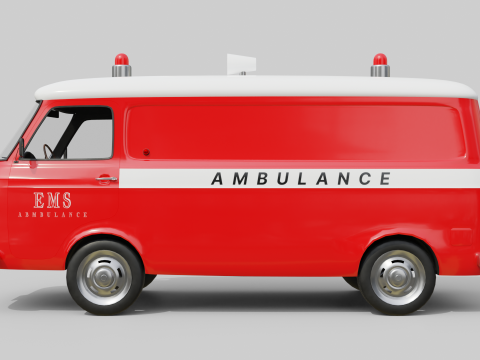 Realistic Vintage Ambulance Van High-Detail Game-Ready Asset 3D Модель