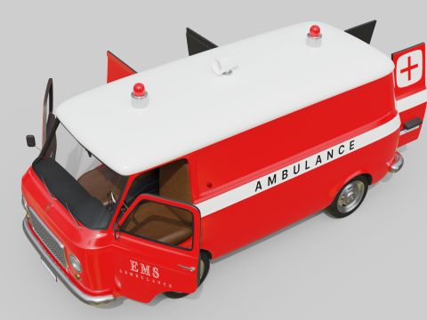 Realistic Vintage Ambulance Van High-Detail Game-Ready Asset 3D Модель