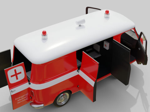 Realistic Vintage Ambulance Van High-Detail Game-Ready Asset 3D Модель