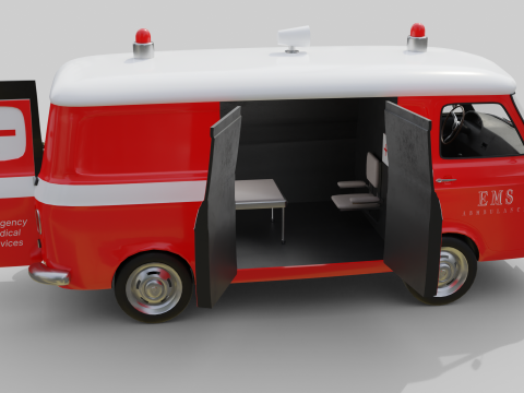 Realistic Vintage Ambulance Van High-Detail Game-Ready Asset 3D Модель