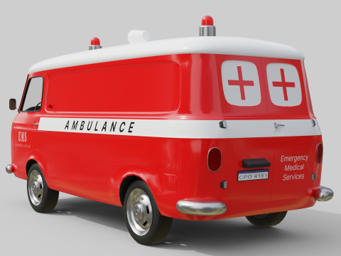 Realistic Vintage Ambulance Van High-Detail Game-Ready Asset 3D Модель