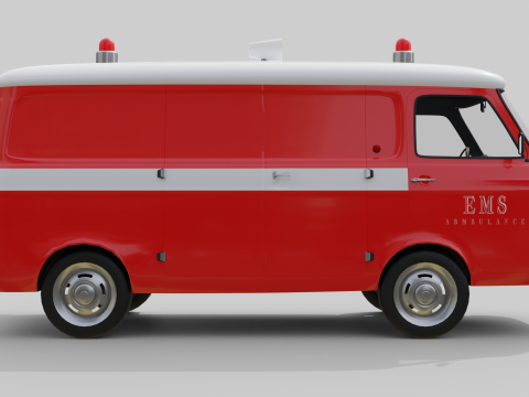 Realistic Vintage Ambulance Van High-Detail Game-Ready Asset 3D Модель