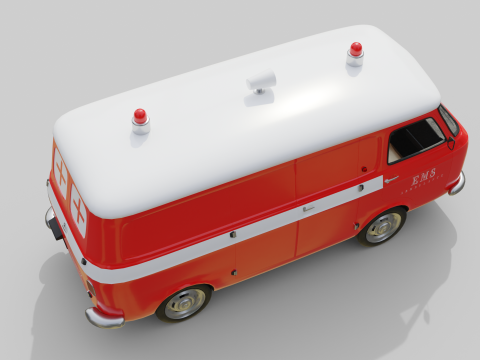 Realistic Vintage Ambulance Van High-Detail Game-Ready Asset 3D Модель