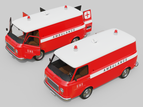 Realistic Vintage Ambulance Van High-Detail Game-Ready Asset 3D Модель