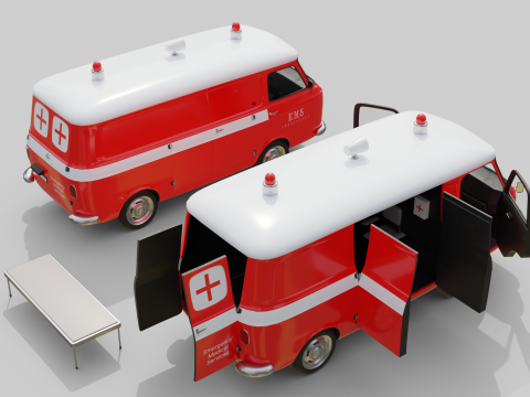 Realistic Vintage Ambulance Van High-Detail Game-Ready Asset 3D Модель