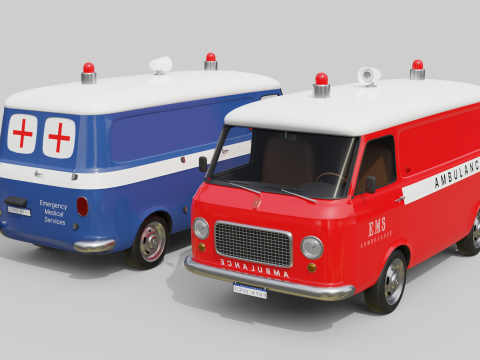 Realistic Vintage Ambulance Van High-Detail Game-Ready Asset 3D Модель