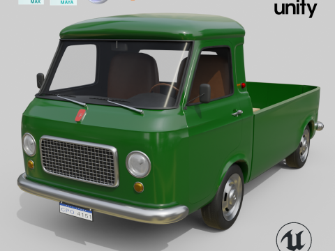 Realistic Vintage Pickup Truck High-Detail Game-Ready Asset 3D Model