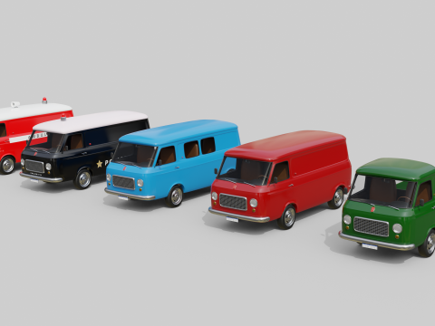 Realistic Vintage Vans High-Detail Game-Ready Render Asset Collection Model 3D