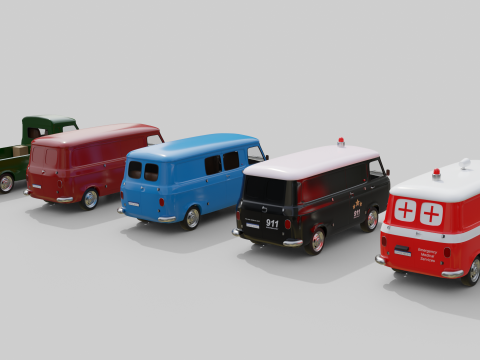 Realistic Vintage Vans High-Detail Game-Ready Render Asset Collection Model 3D