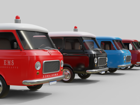 Realistic Vintage Vans High-Detail Game-Ready Render Asset Collection Model 3D
