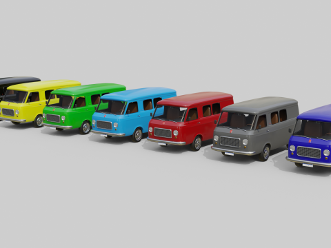 Realistic Vintage Vans High-Detail Game-Ready Render Asset Collection Model 3D