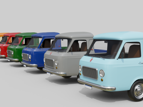 Realistic Vintage Vans High-Detail Game-Ready Render Asset Collection Model 3D