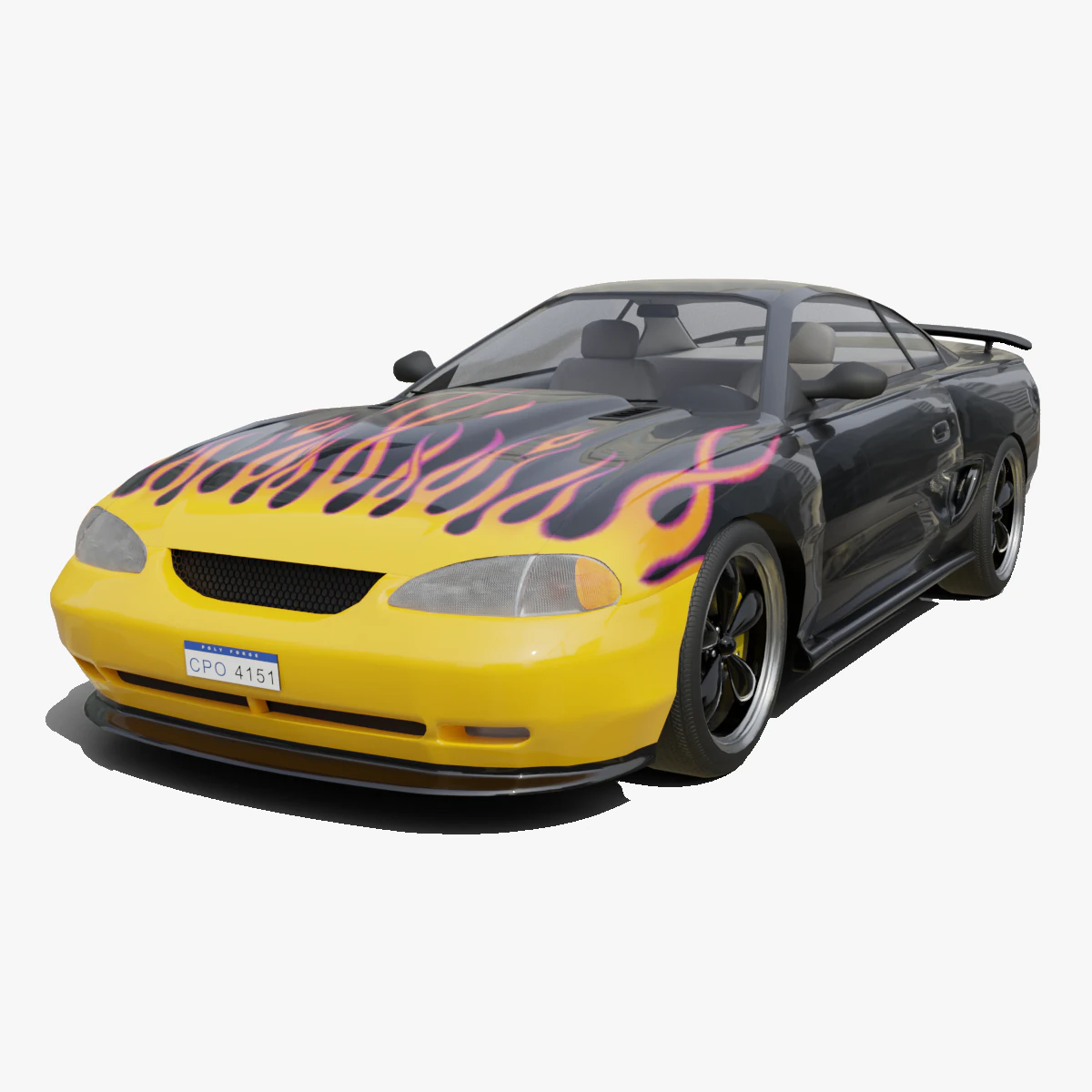 Sport Flame Car 3D Model .c4d .max .obj .3ds .fbx .stl .blend
