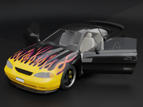 Sport Flame Car 3D Model