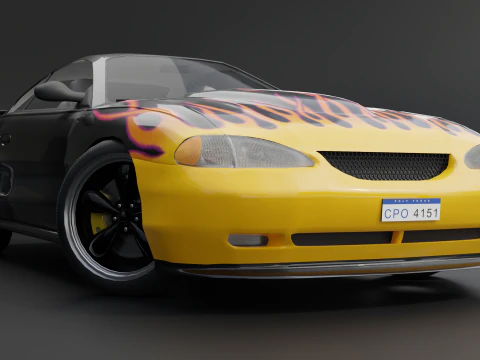 Sport Flame Car 3D Model