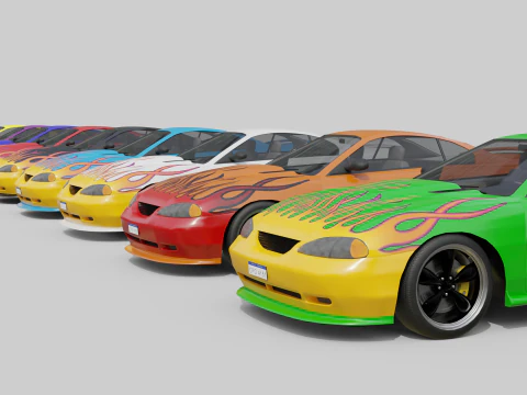 Sport Flame Car 3D Model