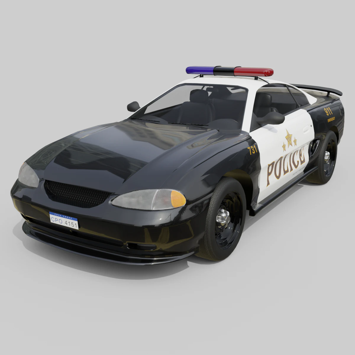 Fast Police Car 3D Model .c4d .max .obj .3ds .fbx .stl .blend 